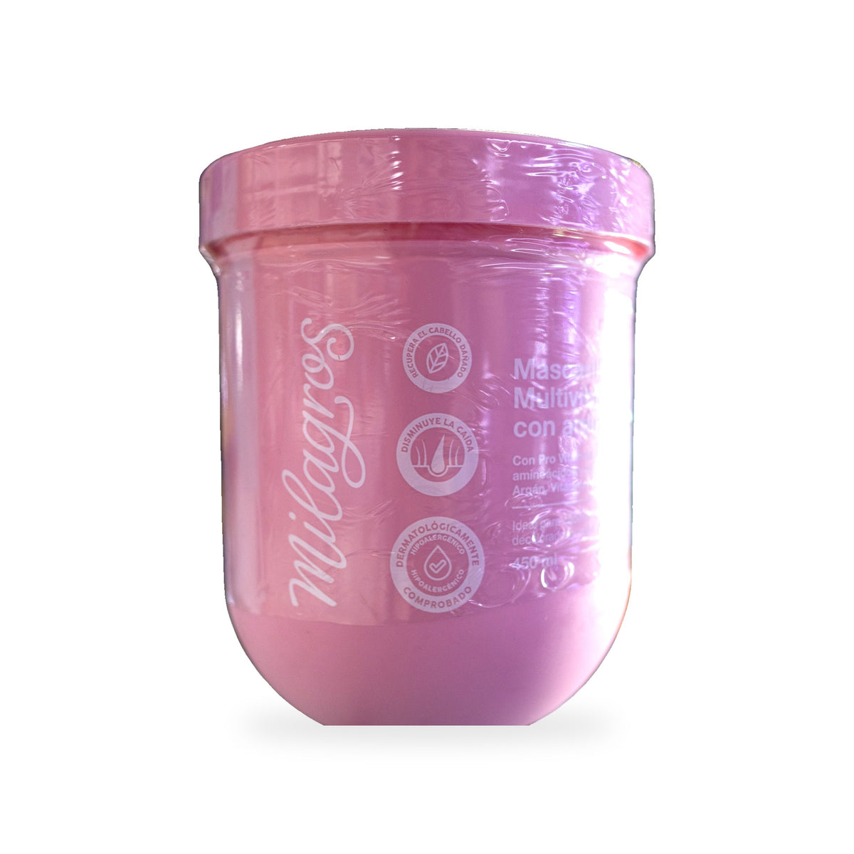 Mascarilla Milagros multivitamínica con aminoácidos, pote rosado de 450 ml