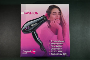 Caja del secador Lisfashion Flash Fashion LF3300 con 3 velocidades, 3 m de cable y 33.000 RPM