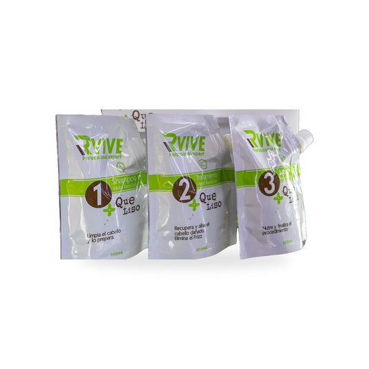 Kit alisador Rvive Que Liso Hidro Kera-Liss: shampoo, tratamiento y mascarilla de 100 ml