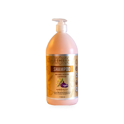 Shampoo Monk de cebolla anticaída, nutrición y reparación, frasco de 1130 ml con dosificador