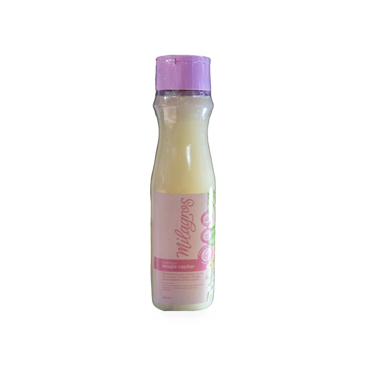 Shampoo Milagros Magia Capilar sin sulfatos para cabello seco y rizado, frasco de 450 ml
