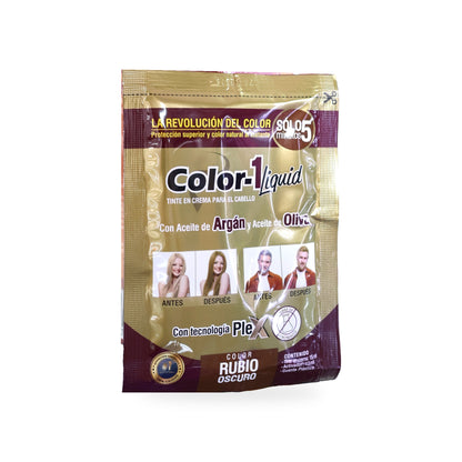 Tinte Color-1 Liquid en crema tono rubio oscuro, sobre de 15 ml