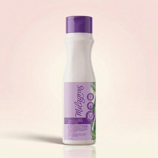 Acondicionador Milagros Ultranutritivo Premium con aloe vera y keratina, frasco de 450 ml