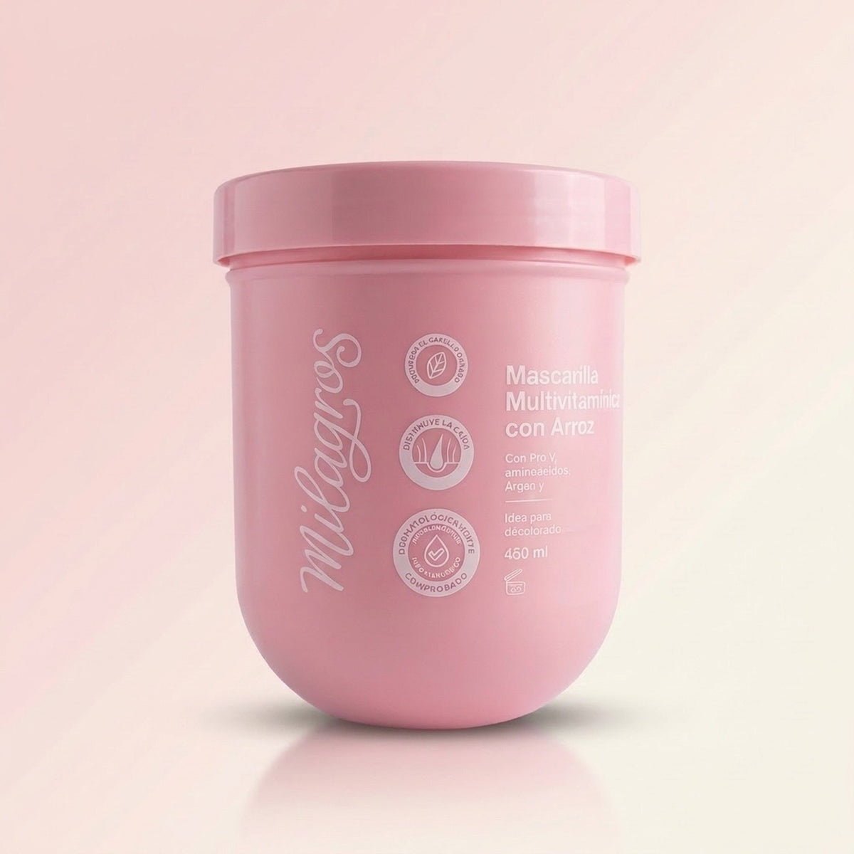 Mascarilla Milagros multivitamínica con aminoácidos, pote rosado de 450 ml