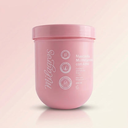 Mascarilla Milagros multivitamínica con aminoácidos, pote rosado de 450 ml