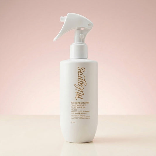 Desenredante termoprotector Milagros Multibeneficios Gold en spray, 250 g